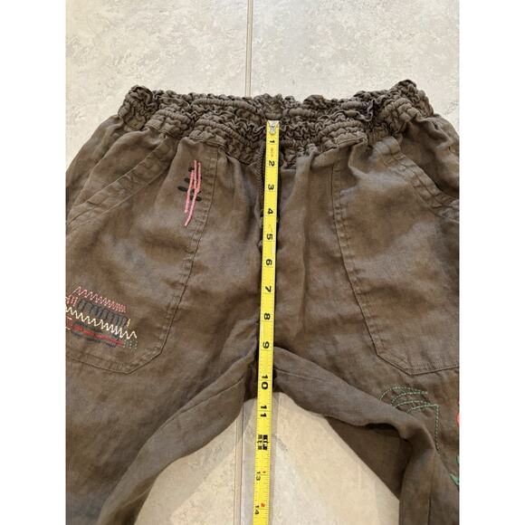 Johnny Was Biya Womens Linen Embroidered Drawstring Pants Size XS Green - Picture 9 of 12